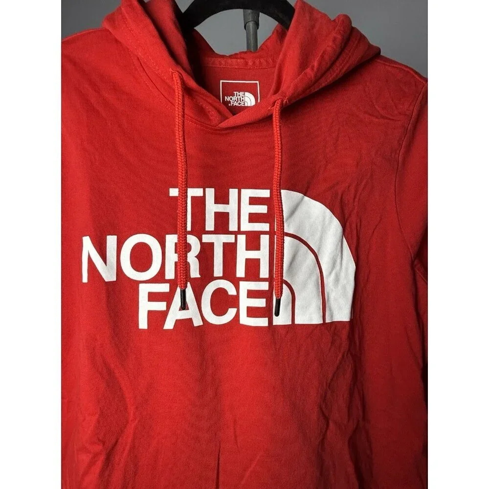 The North Face Women Med Red Long Sleeve Hooded Shirt With Logo